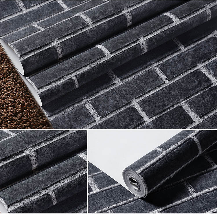 Dark Cement Brick Wallpaper